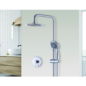 Wels 8 Rain Shower Head Set Rounded Dual Heads Faucet High Pressure With Mixer