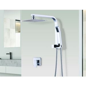 Wels 8 Rain Shower Head Square Dual Heads Faucet High Pressure With Mixer