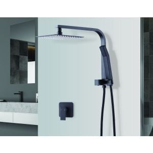 Wels 8 Rain Shower Head Set Square Dual Heads Faucet w/ Mixer