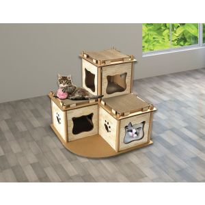 Cat Cardboard House Tree Tower Condo Scratcher Pet Furniture