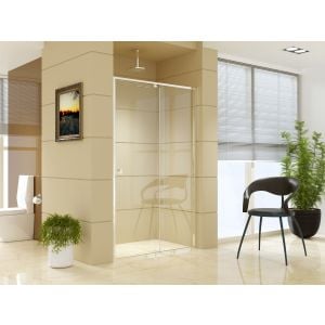 Adjustable Semi Frameless Shower Screen (114~122) X 195cm Safety Glass