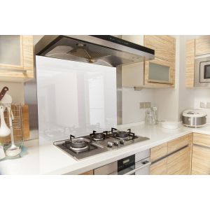 Toughened 90cm X 70cm White Glass Kitchen Splashback