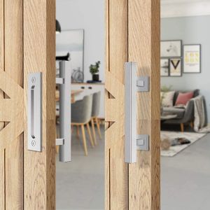 12In Pull And Flush Door Handle Set Stainless Steel Barn Door Hardware