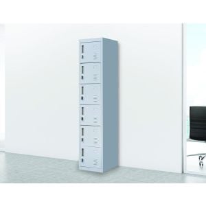 6-door Vertical Locker w/Padlock - Grey