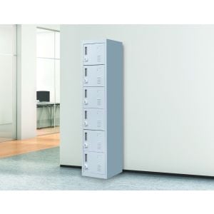 6-door Vertical Locker w/3 digit combination lock Grey