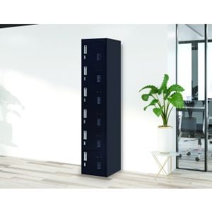 6-door Vertical Locker w/Padlock - Black