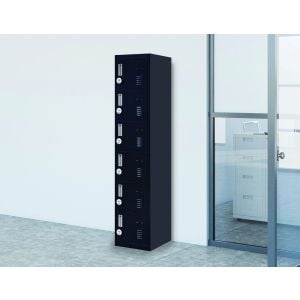 6-door Vertical Locker w/4 digit combination lock Black
