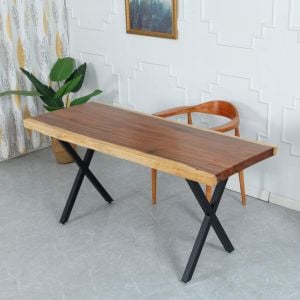 X-shaped Table Bench Desk Legs Retro Industrial Design Fully Welded - Black