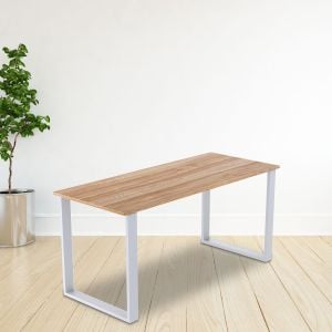 Rectangular-shaped Table Bench Desk Legs Retro Industrial Design Fully Welded - White
