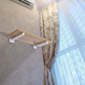 20cm Floating Shelf Brackets Industrial Metal Shelving Supports 4-pack - White