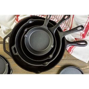 Pre Seasoned Cast Iron Skillet Fry Pan Set 3 Pcs Frying Pan Set