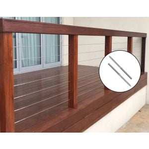 Stainless Steel Balustrade Rope 3.2mm Swage 2 X Lag Screw Term 10 Pk