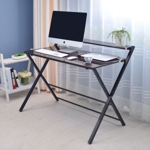 Folding Desk With Shelf Computer Table Side Home Office Furniture