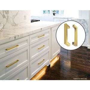 15x Brushed Brass Drawer Kitchen Cabinet Handles - Gold Finish 128mm
