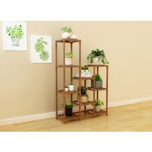 Indoor Outdoor Garden Plant Stand Flower Pot Shelf Wooden 9 Shelves
