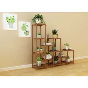 Indoor Outdoor Garden Plant Stand Flower Pot Shelf Wooden- 12 Shelves
