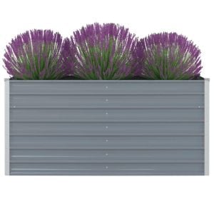 Raised Garden Bed 160x80x77 Cm Galvanised Steel Grey