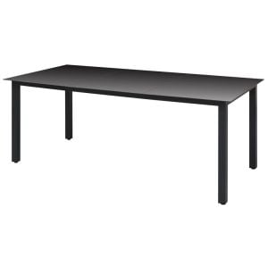 Garden Table Black 190x90x74 Cm Aluminium And Glass