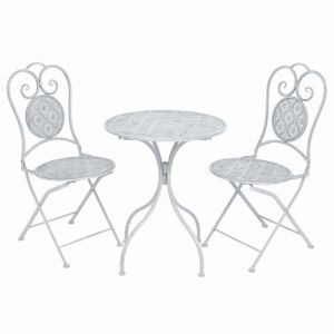 3 Piece Bistro Set Steel White