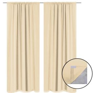 Blackout Curtains 2 Pcs Double Layer 140x245 Cm Beige