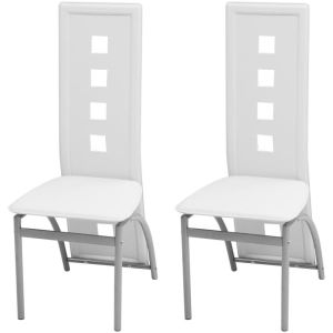 Dining Chairs 2 Pcs  Faux Leather White