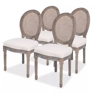 Dining Chairs 4 Pcs Cream Fabric