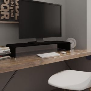 Tv Stand/monitor Riser Glass Black 90x30x13 Cm