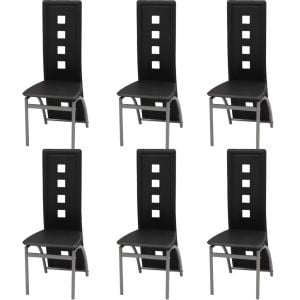 Dining Chairs 6 Pcs Faux Leather Black