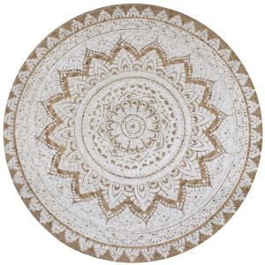 Area Rug Braided Jute Printed 120 Cm Round