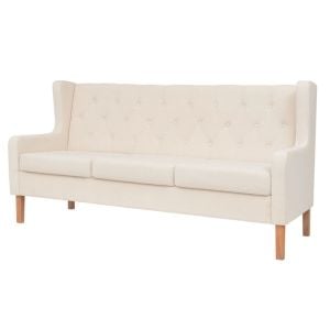 3-seater Sofa Fabric Upholstery Cream White