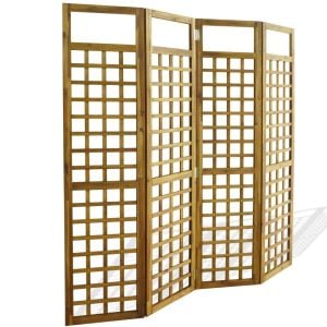 4-panel Room Divider / Trellis Solid Acacia Wood 160x170 Cm