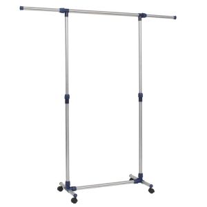 Adjustable Clothes Rack Stainless Steel 165x44x150 Cm Silver