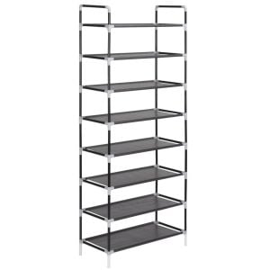 Shoe Rack With 8 Shelves Metal And Non-woven Fabric Black
