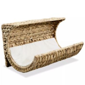 Cat Bed With Cushion Water Hyacinth 37x20x20 Cm