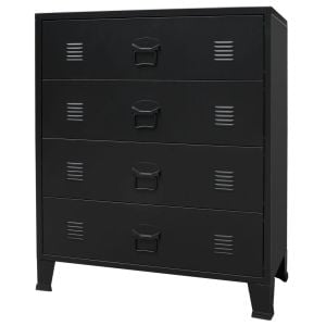 Chest Of Drawers Metal Industrial Style 78x40x93 Cm Black