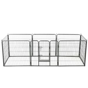 Dog Playpen 8 Panels Steel 80x80 Cm Black