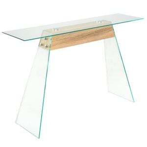Console Table MDF And Glass 120x30x76cm Oak