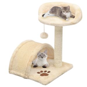 Cat Tree With Sisal Scratching Post 40 Cm Beige And Brown