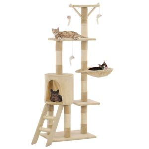 Cat Tree With Sisal Scratching Posts 138 Cm Beige