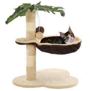 Cat Tree With Sisal Scratching Post 50 Cm Beige And Brown