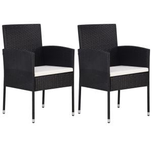 Garden Chair 2 Pcs Poly Rattan Black