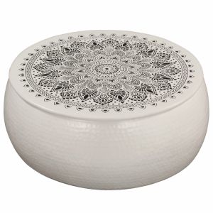 Coffee Table Hammered Aluminium 70x30 Cm White