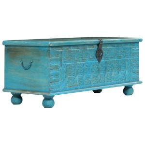 Storage Chest Solid Mango Wood Blue 100x40x41 Cm