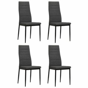 4 Pcs Dining Chairs Dark Grey Fabric