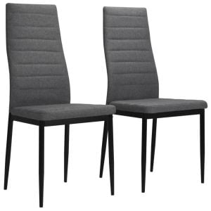 2 Pcs Dining Chairs Light Grey Fabric