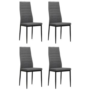 4 Pcs Dining Chairs Light Grey Fabric