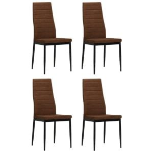 Dining Chairs 4 Pcs Brown Fabric Tufted Brown