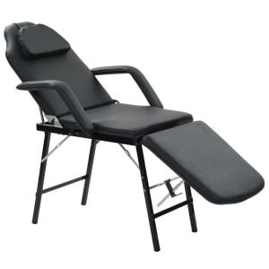 Portable Facial Treatment Chair Faux Leather 185x78x76 Cm Black