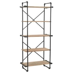 Bookcase Solid Firwood And Steel 80x42x180 Cm
