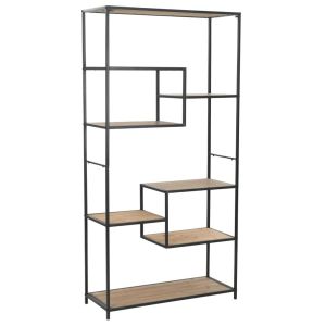 Bookcase Solid Firwood And Steel 90.5x35x180 Cm